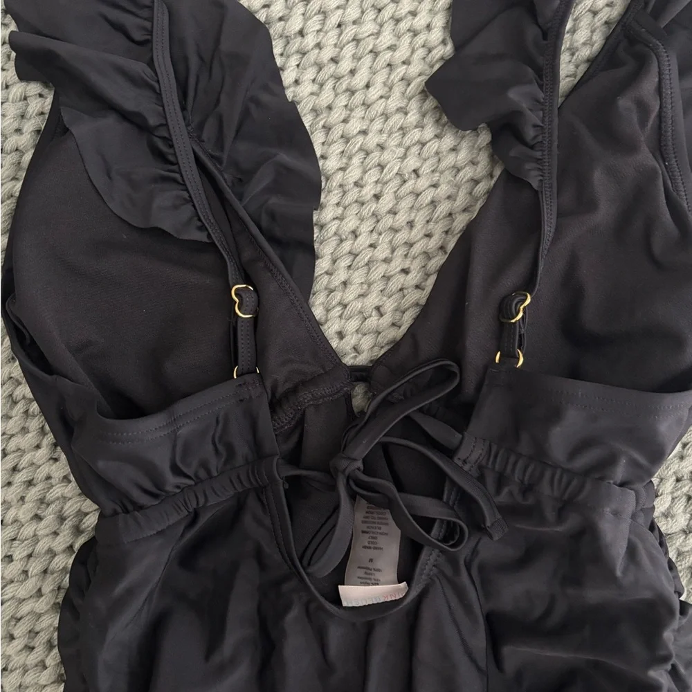 Pinkblush Black Ruffle Maternity One Piece - Picture 4 of 7
